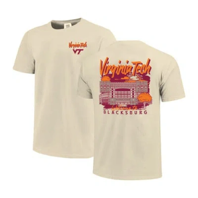 Image One Natural Virginia Tech Hokies Comfort Colors Hand-drawn Campus Stack T-shirt In Neutral