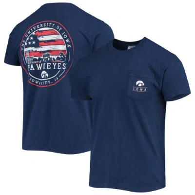 Image One Navy Iowa Hawkeyes Campus Americana T-shirt In Blue