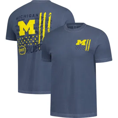 Image One Navy Michigan Wolverines Comfort Colors Oht Camo Overlay T-shirt In Blue