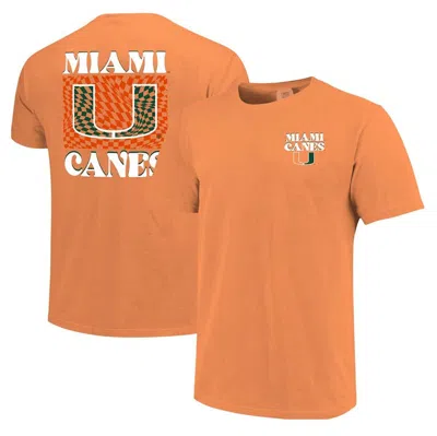 Image One Orange Miami Hurricanes Comfort Colors Checkered Mascot T-shirt