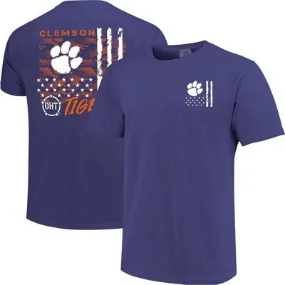 Image One Purple Clemson Tigers Comfort Colors Oht Camo Overlay T-shirt In Blue