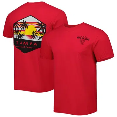 Image One Red University Of Tampa Spartans Landscape Shield T-shirt