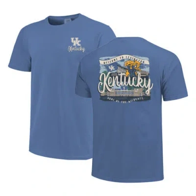 Image One Royal Kentucky Wildcats Comfort Colors Campus Scene Drawing Script T-shirt In Blue
