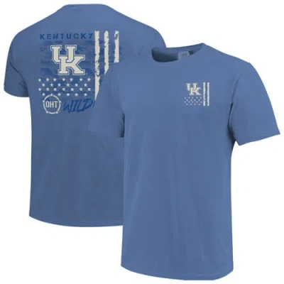 Image One Royal Kentucky Wildcats Comfort Colors Oht Camo Overlay T-shirt In Blue