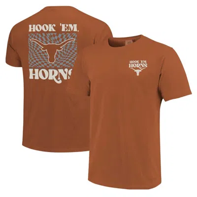 Image One Texas Orange Texas Longhorns Comfort Colors Checkered Mascot T-shirt In Burnt Orange