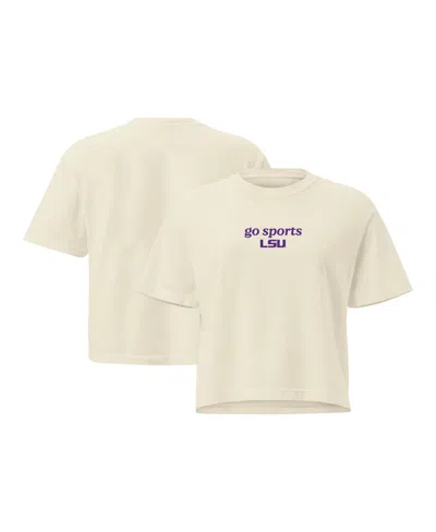 Image One Women's Comfort Colors Cream Lsu Tigers Go Sports Cropped T-shirt