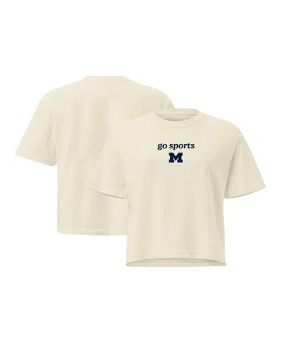 Image One Women's Comfort Colors Cream Michigan Wolverines Go Sports Cropped T-shirt
