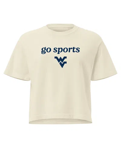 Image One Women's Comfort Colors Cream West Virginia Mountaineers Go Sports Cropped T-shirt
