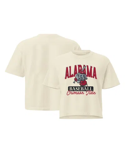 Image One Women's Cream Alabama Crimson Tide Comfort Colors Baseball Mascot Cropped T-shirt