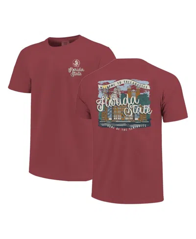 Image One Women's Garnet Florida State Seminoles Comfort Colors Campus Scene Drawing Script T-shirt In Red