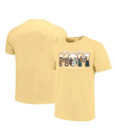 Image One Women's Gold Florida State Seminoles Comfort Colors Campus Drawing Mom T-shirt In Yellow