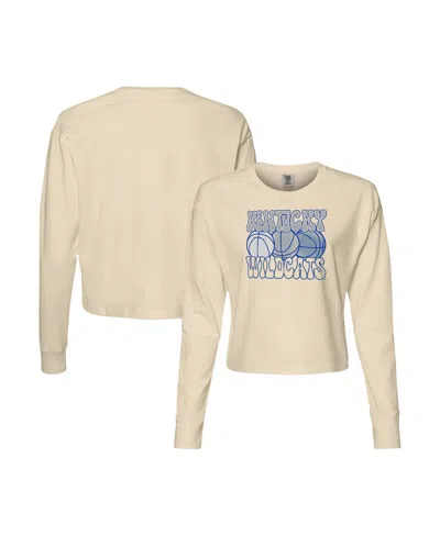 Image One Women's Natural Kentucky Wildcats Comfort Colors Basketball Cropped Long Sleeve T-shirt In Neutral