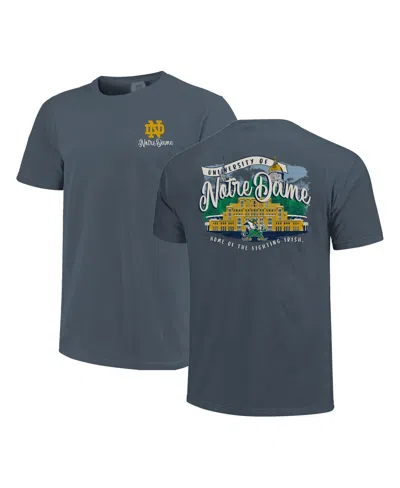 Image One Women's Navy Notre Dame Fighting Irish Comfort Colors Campus Scene Drawing Script T-shirt In Blue