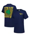 Image One Women's Navy Notre Dame Fighting Irish Comfort Colors Checkered Mascot T-shirt In Navy
