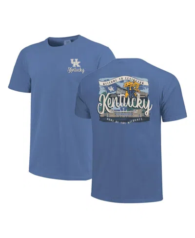 Image One Women's Royal Kentucky Wildcats Comfort Colors Campus Scene Drawing Script T-shirt In Blue