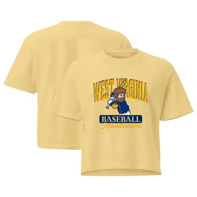 Image One Yellow West Virginia Mountaineers Comfort Colors Baseball Mascot Cropped T-shirt
