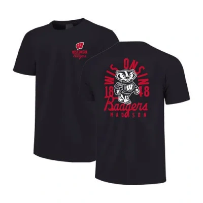 Image One Youth Black Wisconsin Badgers Comfort Colors Mascot Overlay T-shirt