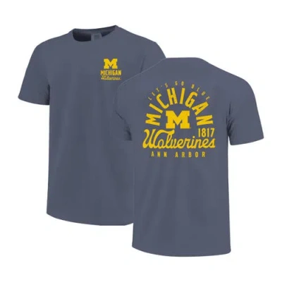 Image One Youth Navy Michigan Wolverines Comfort Colors Mascot Overlay T-shirt In Blue