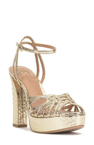 Imagine By Vince Camuto Samlee Platform Ankle Strap Sandal In Gold