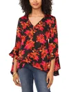 Imagine Vince Camuto Womens Satin Floral Print Blouse In Black