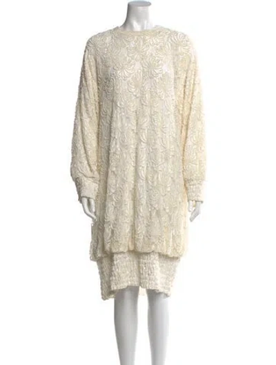 Pre-owned I.magnin Bateau Neckline Midi Length Dress In Neutral