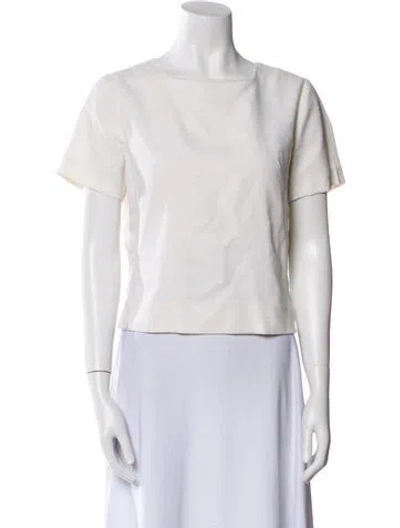 Pre-owned I.magnin Bateau Neckline Short Sleeve T-shirt In White