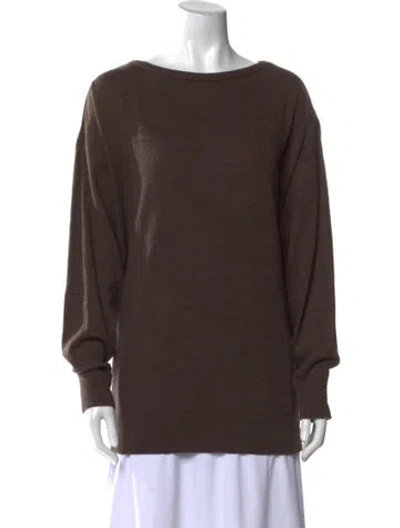 Pre-owned I.magnin Bateau Neckline Sweater In Brown