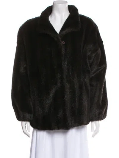 Pre-owned I.magnin Faux Fur Mink Faux Fur Coat In Black