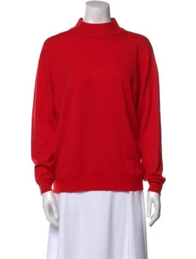 Pre-owned I.magnin Merino Wool Turtleneck Sweater In Red