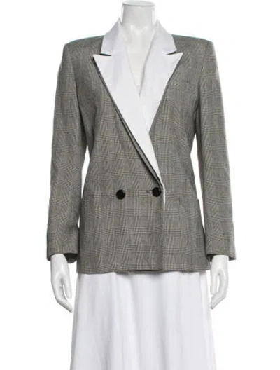 Pre-owned I.magnin Nylon Plaid Print Blazer In Gray