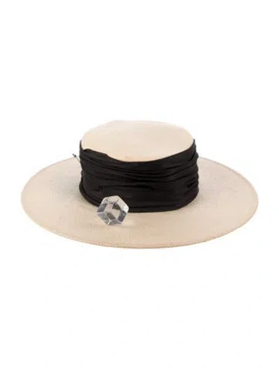 Pre-owned I.magnin Pleated Boater Hat In Neutral