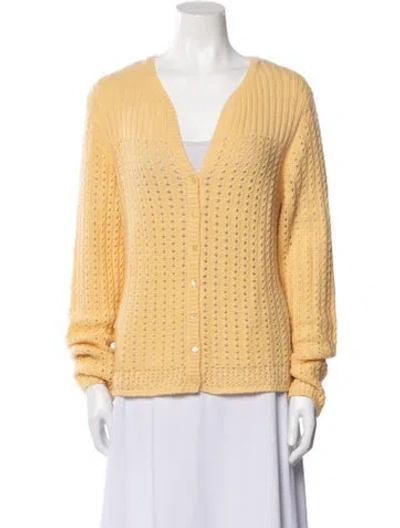 Pre-owned I.magnin Plunge Neckline Sweater In Yellow