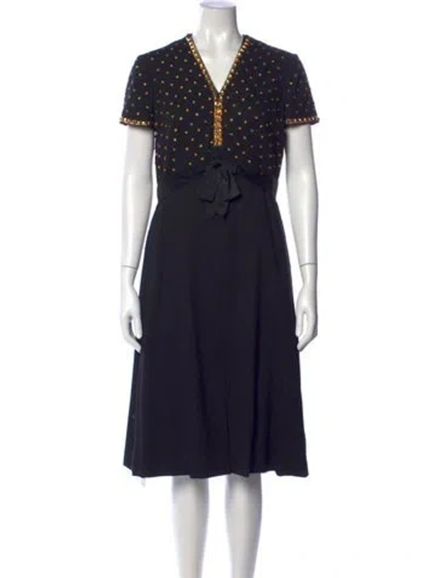 Pre-owned I.magnin Printed Knee-length Dress In Black