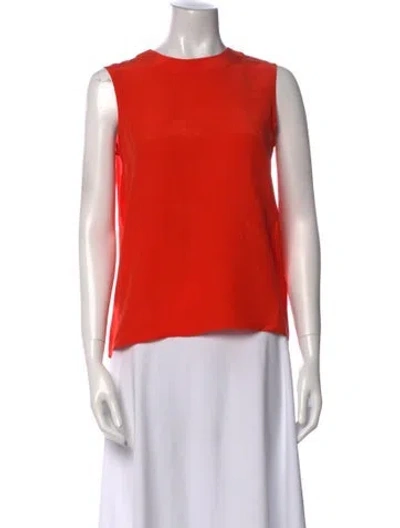 Pre-owned I.magnin Silk Crew Neck Top In Orange