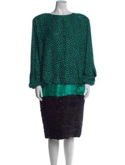 Pre-owned I.magnin Silk Knee-length Dress In Green