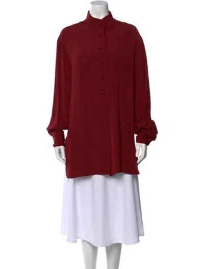 Pre-owned I.magnin Silk Mock Neck Tunic In Red