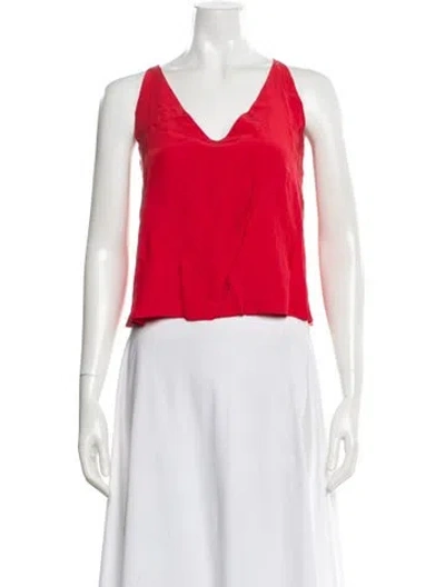 Pre-owned I.magnin Silk V-neck Top In Red