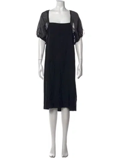 Pre-owned I.magnin Square Neckline Knee-length Dress In Black