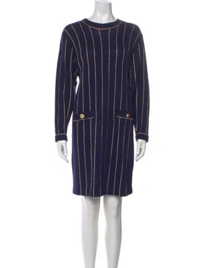 Pre-owned I.magnin Striped Knee-length Dress In Blue