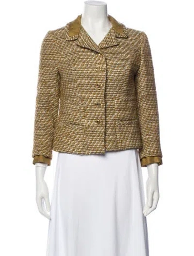 Pre-owned I.magnin Tweed Pattern Jacket In Gold