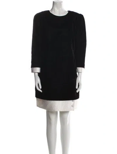 Pre-owned I.magnin Velour Knee-length Dress In Black