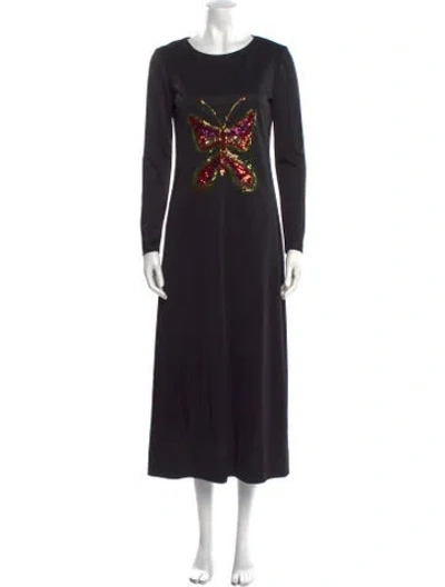 Pre-owned I.magnin Vintage Midi Length Dress In Black