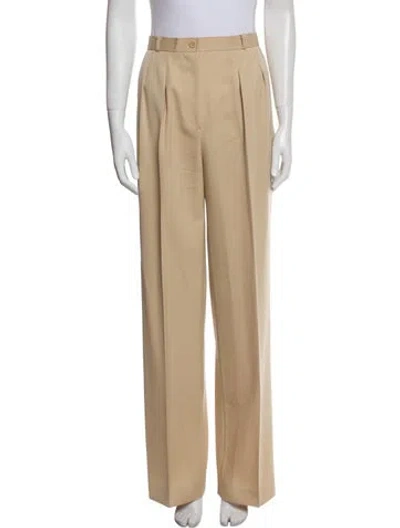 Pre-owned I.magnin Virgin Wool Wide Leg Pants In Neutral