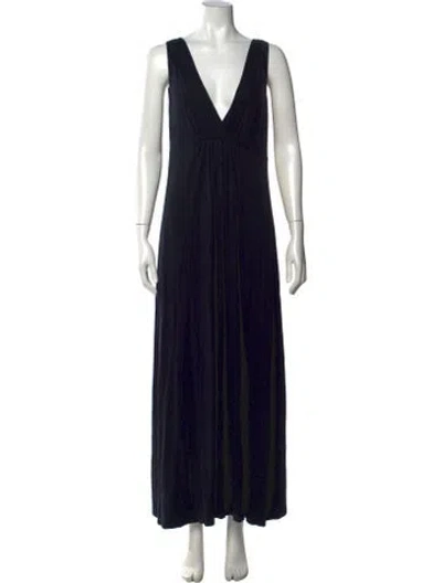 Pre-owned I.magnin V-neck Long Dress In Black