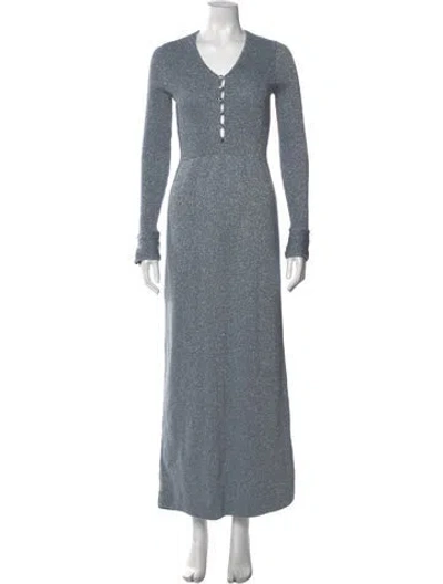 Pre-owned I.magnin V-neck Long Dress In Blue