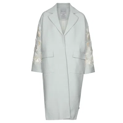 Imaima Women's Neutrals / Blue The Aza Hand-embroidered Coat In Mint In Multi