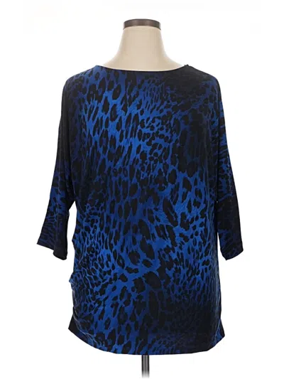Pre-owned Iman 3/4 Sleeve Blouse In Blue