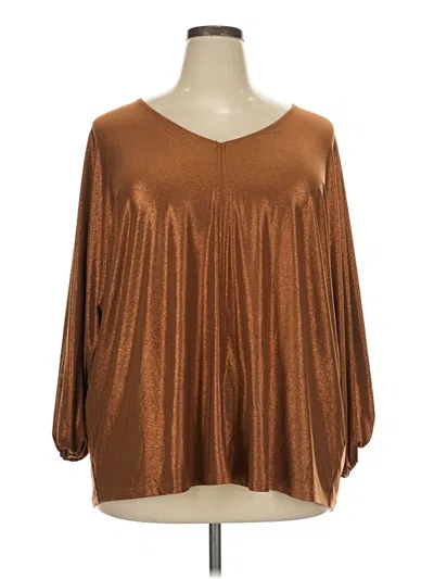 Pre-owned Iman 3/4 Sleeve Blouse In Brown