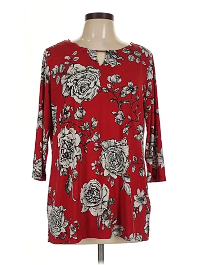 Pre-owned Iman 3/4 Sleeve Blouse In Red