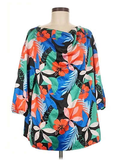 Pre-owned Iman 3/4 Sleeve Blouse In Teal